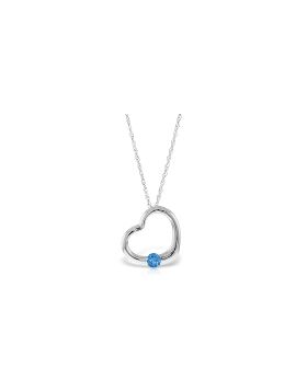 14K White Gold Heart Necklace w/ Natural Blue Topaz