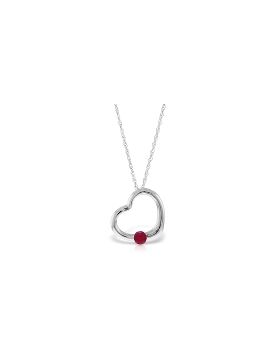 14K White Gold Heart Necklace w/ Natural Ruby