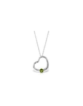 14K White Gold Heart Necklace w/ Natural Peridot