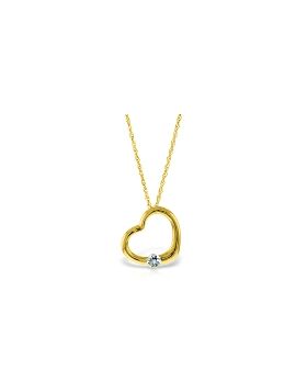 14K Gold Heart Necklace w/ Natural Aquamarine