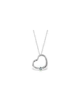 14K White Gold Heart Necklace w/ Natural Aquamarine