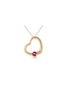 14K Gold Heart Necklace w/ Natural Pink Topaz