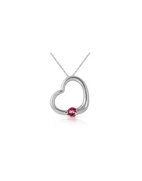 14K White Gold Heart Necklace w/ Natural Pink Topaz