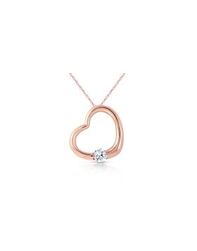 14K Rose Gold Heart Natural Diamond Necklace