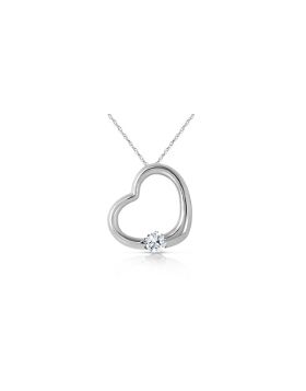 14K White Gold Heart Necklace Natural Diamond Gemstone
