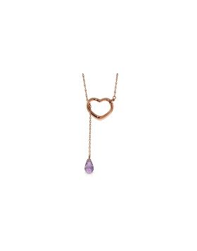 14K Rose Gold Heart Necklace w/ Drop Briolette Natural Amethyst