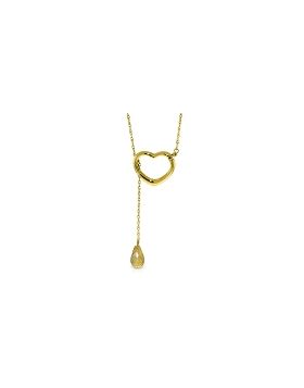 14K Gold Heart Necklace w/ Drop Briolette Natural Citrine