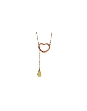 14K Rose Gold Heart Necklace w/ Drop Briolette Natural Citrine