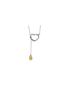 14K White Gold Heart Necklace w/ Drop Briolette Natural Citrine