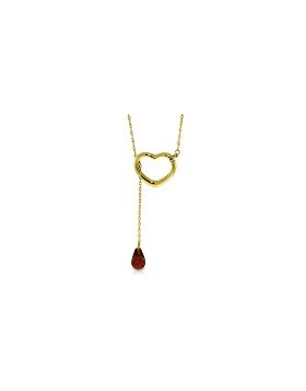 14K Gold Heart Necklace w/ Drop Briolette Natural Garnet