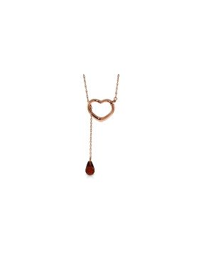 14K Rose Gold Heart Necklace w/ Drop Briolette Natural Garnet