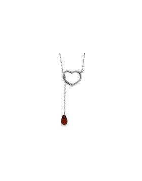 14K White Gold Heart Necklace w/ Drop Briolette Natural Garnet