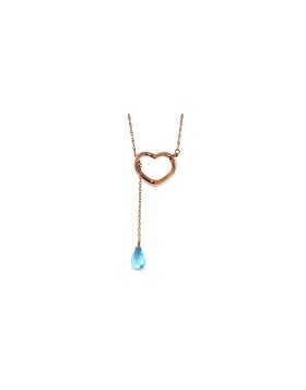 14K Rose Gold Heart Necklace w/ Drop Briolette Natural Blue Topaz