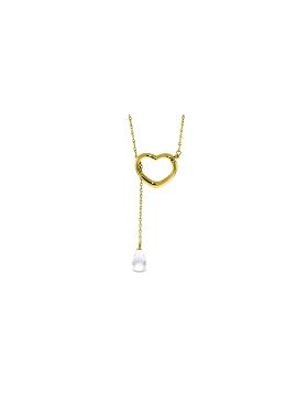 14K Gold Heart Necklace w/ Drop Briolette Natural White Topaz