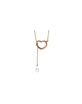 14K Rose Gold Heart Necklace w/ Drop Briolette Natural White Topaz