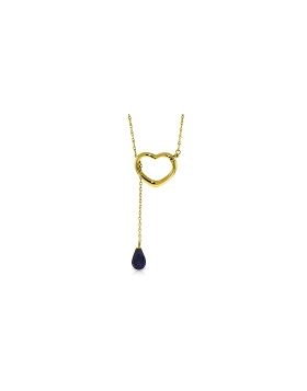 14K Gold Heart Necklace w/ Drop Briolette Natural Sapphire