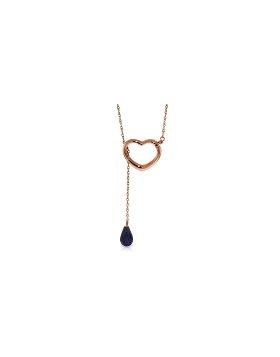 14K Rose Gold Heart Necklace w/ Drop Briolette Natural Sapphire