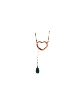14K Rose Gold Heart Necklace w/ Drop Briolette Natural Emerald