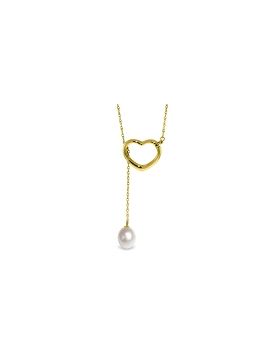 14K Gold Heart Necklace w/ Drop Natural Pearl