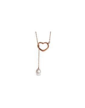 14K Rose Gold Heart Necklace w/ Drop Natural Pearl