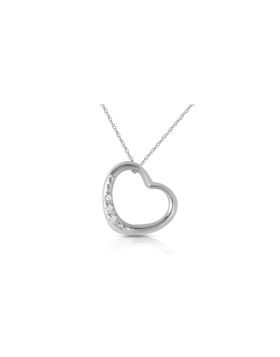 14K White Gold Heart Necklace Natural Diamond Jewelry