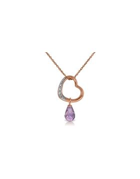 14K Rose Gold Heart Natural Diamond & Amethyst Necklace Certified
