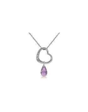14K White Gold Heart Necklace Natural Diamond & Amethyst Certified