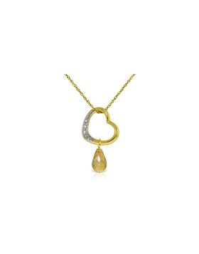 14K Gold Heart Natural Diamond & Citrine Necklace