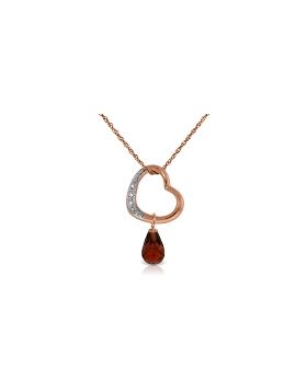14K Rose Gold Heart Necklace w/ Natural Diamond & Garnet