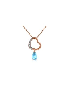 14K Rose Gold Heart Necklace w/ Natural Diamond & Blue Topaz