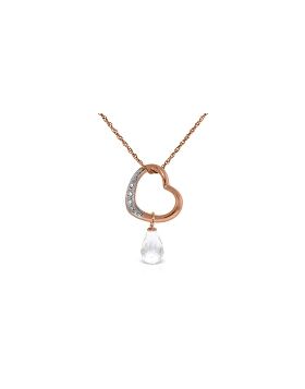 14K Rose Gold Heart Necklace w/ Natural Diamond & White Topaz