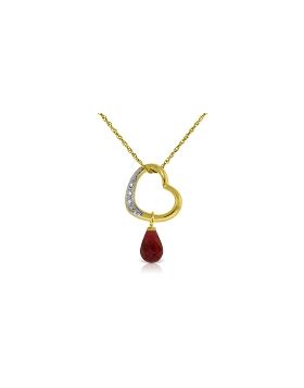 14K Gold Heart Natural Diamond & Ruby Necklace