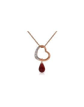 14K Rose Gold Heart Natural Diamond & Ruby Necklace Gemstone