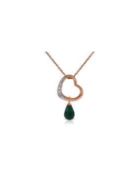 14K Rose Gold Heart Necklace w/ Natural Diamond & Emerald