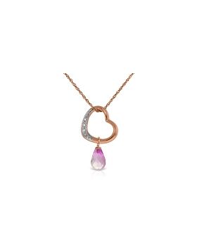 14K Rose Gold Heart Necklace w/ Natural Diamond & Pink Topaz
