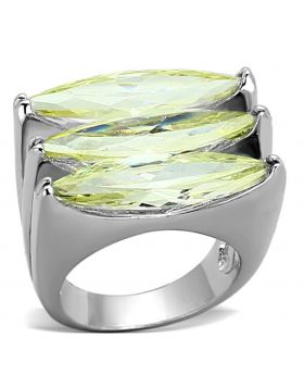 LOA916-6 - Brass Rhodium Ring AAA Grade CZ Apple Green color