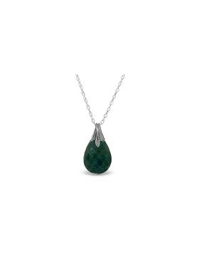 14K White Gold Necklace w/ Natural Diamondyed Green Sapphire