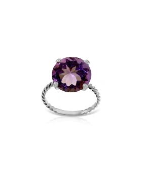 14K White Gold Ring Natural 12 mm Round Amethyst Jewelry