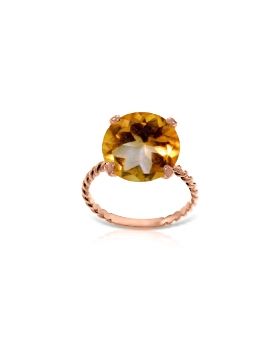 14K Rose Gold Ring Natural 12 mm Round Citrine Jewelry