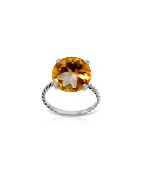 14K White Gold Ring Natural 12 mm Round Citrine Jewelry