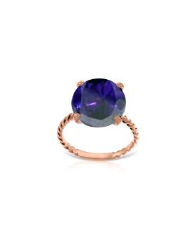 14K Rose Gold Ring Natural 12 mm Round Sapphire Jewelry