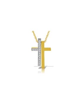 14K Gold Split Cross Necklace w/ Natural Diamonds