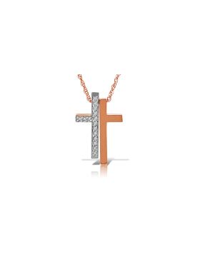 14K Rose Gold Split Cross Necklace w/ Natural Diamonds