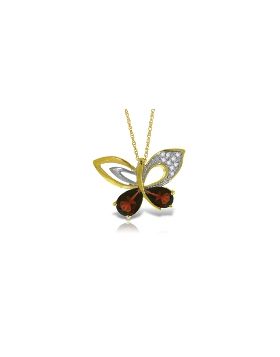 14K Gold Butterfly Diamond & Garnet Necklace