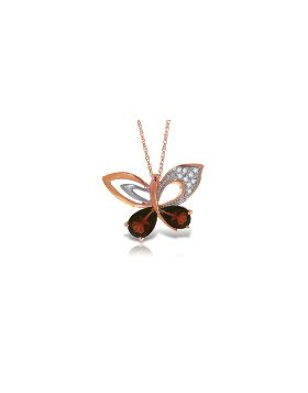 14K Rose Gold Butterfly Diamond & Garnet Necklace