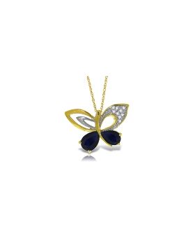 14K Gold Butterfly Diamond & Sapphire Necklace