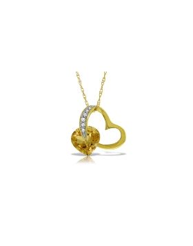 14K Gold Heart Diamond & Citrine Necklace