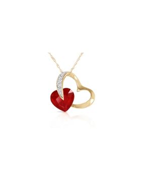 14K Gold Heart Diamond & Ruby Necklace