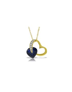 14K Gold Heart Diamond & Sapphire Necklace