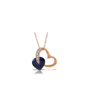14K Rose Gold Heart Natural Diamond & Sapphire Necklace